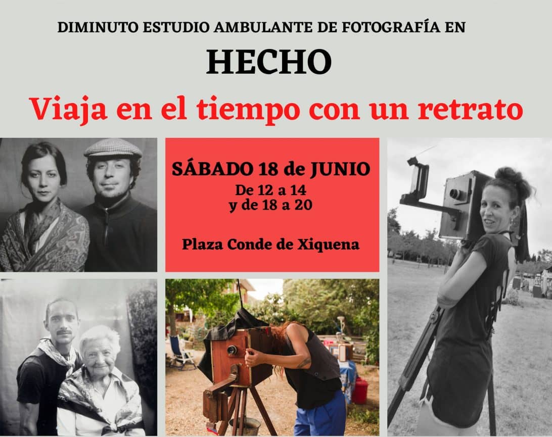 Cartel Viaja en el tiempo con un retrato por Labo Filgueira. 28 de junio de 2022 en Hecho, Huesca
